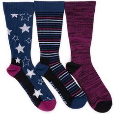 Muk Luks Women's Pack Cotton Compression Crew Socks Atlantic blue