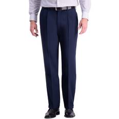 Haggar Men's Premium Comfort Stretch Classic-Fit Solid Pleated Dress Pants Indigo