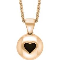C W Sellors 18ct Whitby Jet Heart Disc Necklace - Rose Gold/Black