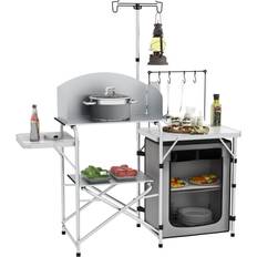 OutSunny Cooking Equipment OutSunny Camping Kitchen with Cupboard Folding Camping Table with Carrying Bag