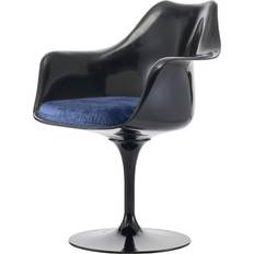 Fusion Living Black Tulip Dark Blue Armchair 83cm