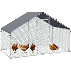 Pawhut Walk in Chicken Run Coop w/ Cover 3x1.7x1.9m
