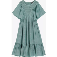 Whistles Willa Smocked Dress - Sage Green (026038588111)