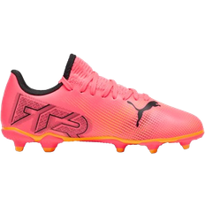 Pink Football Shoes Children's Shoes Puma Youth Future 7 Play FG/AG - Sunset Glow/Black/Sun Stream