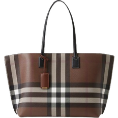 Burberry Medium Check Tote Bag - Dark Birch Brown