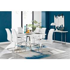 Canora Grey Kylooe Modern High Gloss White Dining Set 190x90cm 7pcs