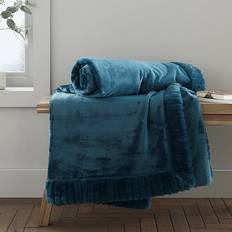 Catherine Lansfield Velvet And Faux Fur Soft Blankets Blue (200x150cm)
