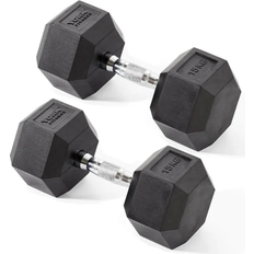 30mm Weights York Fitness Rubber Hex Dumbbells 2 x 15kg