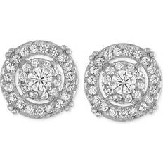 Esquire Circle Stud Earrings - Silver/Transparent