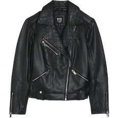 Leather Jackets River Island Leather Zip Up Biker Jacket - Black