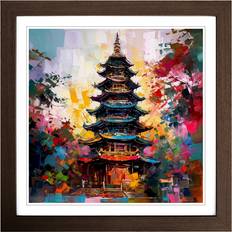 Marlow Home Co Pagoda Expressionism Walnut Framed Art 45x45cm