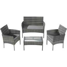 Grey Outdoor Lounge Sets Garden & Outdoor Furniture Home Treats 4 Seater Rattan Outdoor Lounge Set, 1 Table incl. 2 Chairs & 1 Sofas