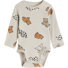 H&M Baby Long-Sleeved Bodysuit - Beige/Animals