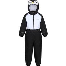 Insulating Function Rain Overalls Children's Clothing Regatta Kid's Mudplay III Waterproof Puddle Suit - Black Penguin