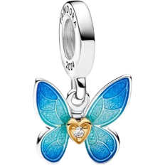 Gold Plated Charms & Pendants Pandora Club 2024 Butterfly Dangle Charm - Silver/Gold/Blue/Diamond