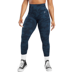 Gymshark Adapt Camo Seamless Ribbed Leggings - Midnight Blue/Ash Blue