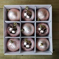 PMS Baubles Glitter Swirl Design Rose Gold Christmas Tree Ornament 6cm 9pcs