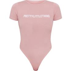 PrettyLittleThing Logo Short Sleeve Bodysuit - Light Pink