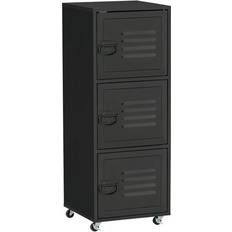 Retractable Drawers Storage Cabinets Homcom 3-Tier Black Storage Cabinet 38x103cm