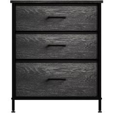 Sorbus 3 Drawers Rustic Black Bedside Table 41.9x34.9cm