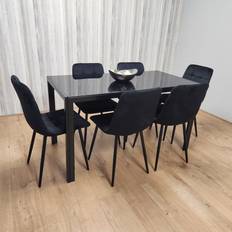 Glass Dining Sets Kosy Koala Room Black Dining Set 70x134cm 7pcs