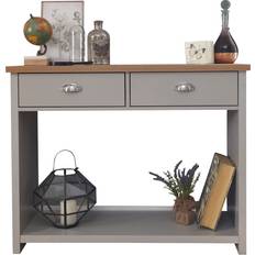 Grey Console Tables GFW Lancaster Grey/Natural Console Table 35x97cm