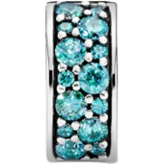 Pandora Teal Pavé Clip Charm - Silver/Turquoise