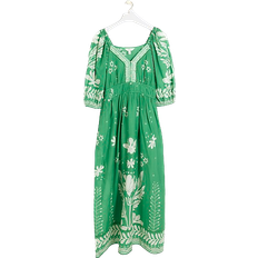 Ruffles Clothing River Island Puff Sleeve Swing Maxi Dress - Green