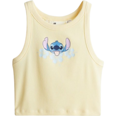 H&M Ribbed Vest Top - Light Yellow/Lilo & Stitch (1225826003)