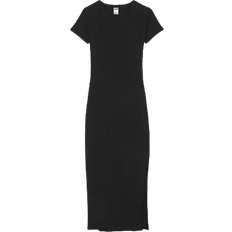 PINK Contour Ribbed Midi Dress - Black