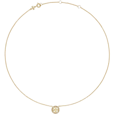 Tory Burch Miller Pavé Logo Delicate Necklace - Gold/Transparent