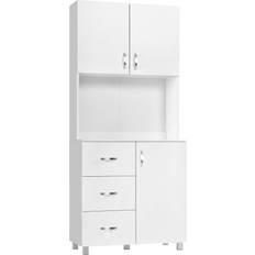 Doors Storage Cabinets Homcom Kitchen Cupboard White Storage Cabinet 80x183.5cm