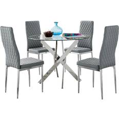 Furniturebox Arona Valera Transparent Dining Set 100cm 5pcs