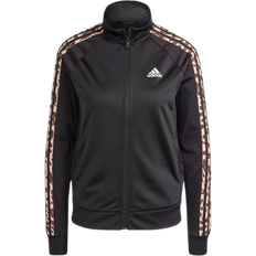 Adidas Women's Sportswear Essentials Animal Print Tricot 3-Stripes Track Jacket - Black/Magic Beige