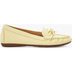 Women - Yellow Low Shoes Dune Grovers Leather Bow Detail Driving Loafers
