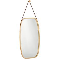 Relaxdays Oval Bamboo Natural Wall Mirror 43.5x76.5cm