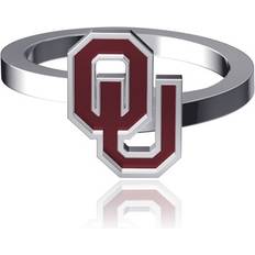 Dayna Designs Oklahoma Sooners Bypass Enamel Silver Ring