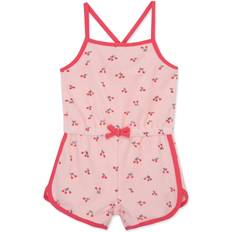 Little Me Baby Girls Cherry Terry Romper Pink