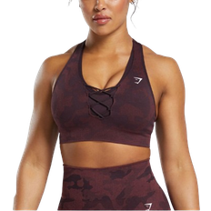 Gymshark Adapt Camo Seamless Sports Bra - Plum Brown/Burgundy Brown