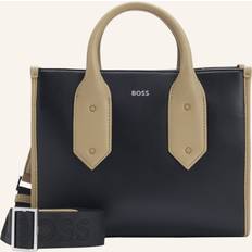 BOSS Two-tone faux-leather tote bag with signature details Black