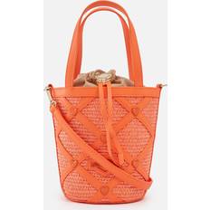Love Moschino Bucket Bags Love Moschino Borsa Studded Raffia and Faux Leather Bucket Bag Orange