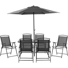 Black Patio Dining Sets Garden & Outdoor Furniture OutSunny 84B-693V04BK Patio Dining Set, 1 Table incl. 6 Chairs