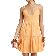 River Island Shirred Tiered Beach Mini Dress - Orange