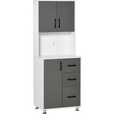 Doors Storage Cabinets Homcom Kitchen Cupboard Grey Storage Cabinet 60x150cm