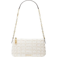 Michael Kors Empire Medium Frayed Denim Chain Link Pochette - Optic White