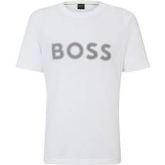 BOSS Cotton-Jersey Regular-Fit T-shirt with Mesh Logo - White