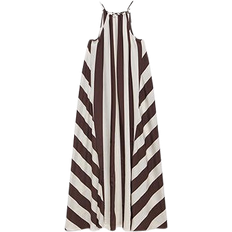 Linen Dresses Mint Velvet Stripe Halter Maxi Dress - Dark Brown