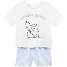 Mango Kid's Snoopy Short Pyjamas - Sky Blue