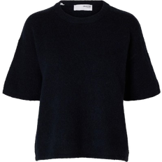 Selected Maline Liliana Short Sleeve Knit Top - Dark Sapphire