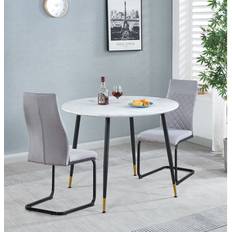 ManoMano Hallowood Finley Small Light Grey Dining Set 100x100cm